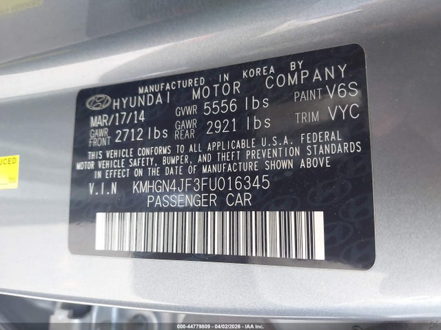 2015 HYUNDAI GENESIS KMHGN4JF3FU016345 Photo 8