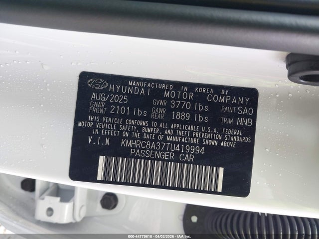44779818 :رقم المزاد ، KMHRC8A37TU419994 vin ، 2026 Hyundai Venue Sel W/two-tone Roof مزاد بيع