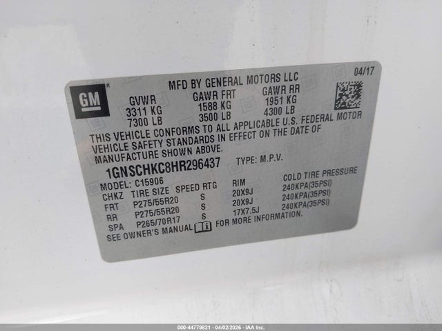 Chevrolet Suburban Lt 2017 1GNSCHKC8HR296437 Image 9
