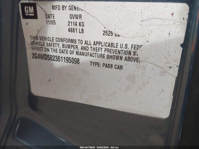 Продаж на аукціоні авто 2006 Buick Lacrosse Cxl, vin: 2G4WD582361195098, номер лоту: 44779829