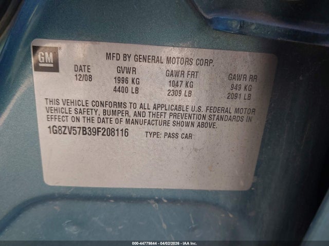 2009 SATURN AURA 1G8ZV57B39F208116 Photo 8