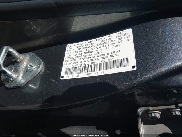 2007 Acura Rdx მანქანა იყიდება აუქციონზე, vin: 5J8TB18517A021488, აუქციონის ნომერი: 44779845