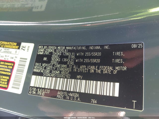 5TDACAB51SS062162 Toyota Grand Highlander Hybrid Limited