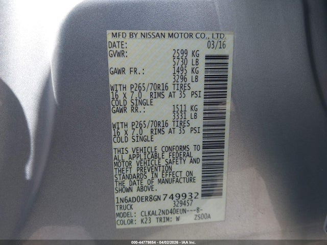 Nissan Frontier Desert Runner/s/sl/sv 2016 1N6AD0ER8GN749932 Image 9