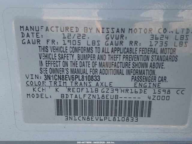 3N1CN8EV6PL810833 Nissan Versa 1.6 Sv Xtronic Cvt