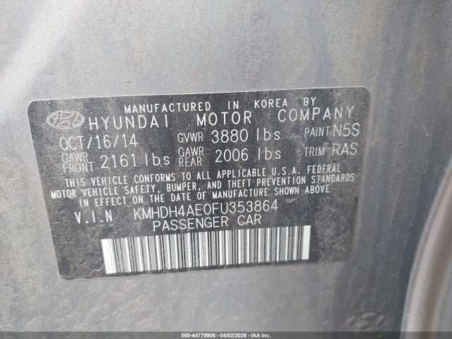 Hyundai ELANTRA SE 2015 KMHDH4AE0FU353864 Image 9