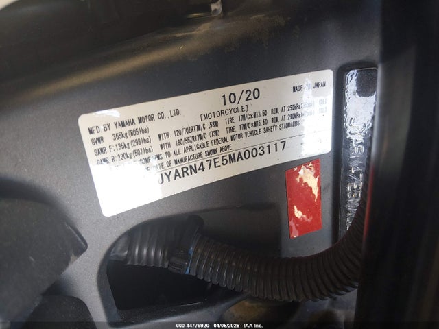 Aukcja sprzedaży 2021 Yamaha Xsr900, vin: JYARN47E5MA003117, numer aukcji: 44779920