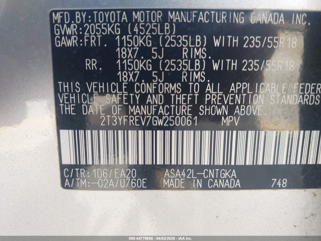 Toyota Rav4 Limited 2016 2T3YFREV7GW250061 Image 9