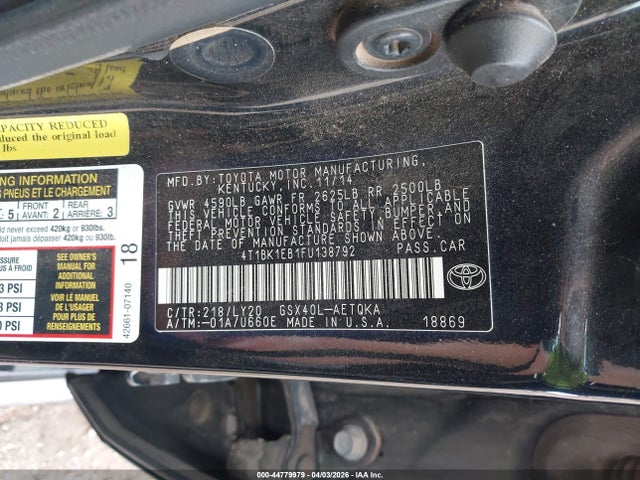 4T1BK1EB1FU138792 Toyota Avalon Xle Touring Se