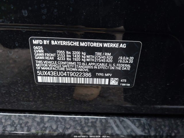 5UX43EU04T9022386 BMW X5 Phev Xdrive50e