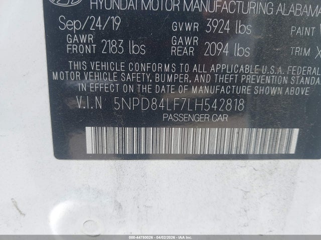 5NPD84LF7LH542818 Hyundai Elantra Value Edition