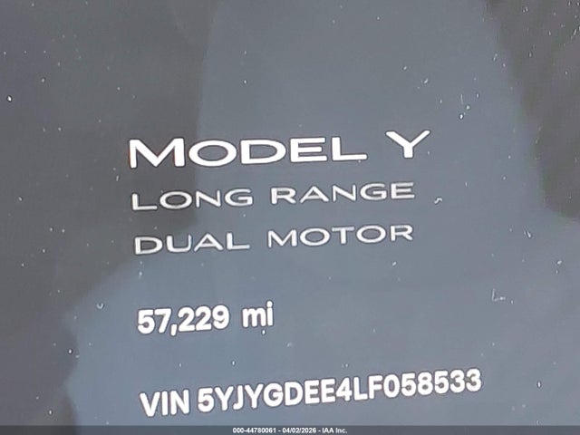 5YJYGDEE4LF058533 Tesla Model Y Long Range Dual Motor All-wheel Drive