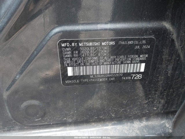 2024 MITSUBISHI MIRAGE ML32AUHJ2RH022870 Photo 8