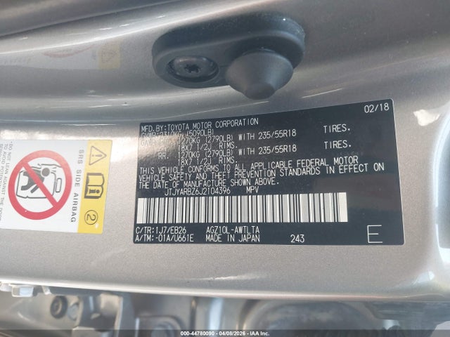 44780090 :رقم المزاد ، JTJYARBZ6J2104396 vin ، 2018 Lexus Nx 300 F Sport مزاد بيع