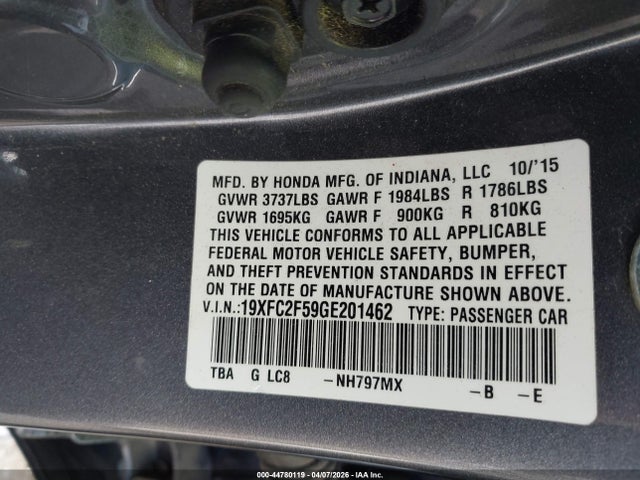 19XFC2F59GE201462 Honda Civic Lx