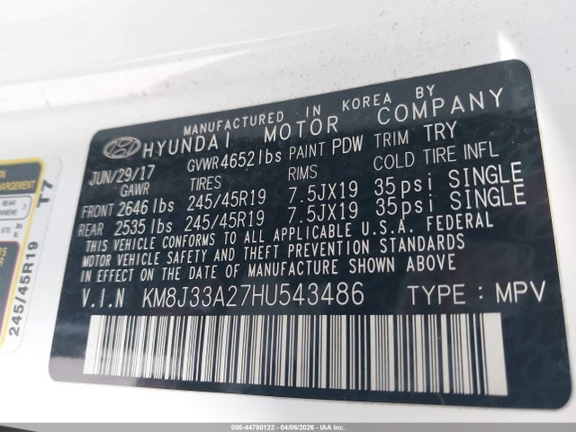 KM8J33A27HU543486 Hyundai Tucson Night