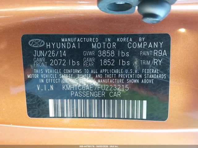 KMHTC6AE7FU223215 Hyundai Veloster Turbo