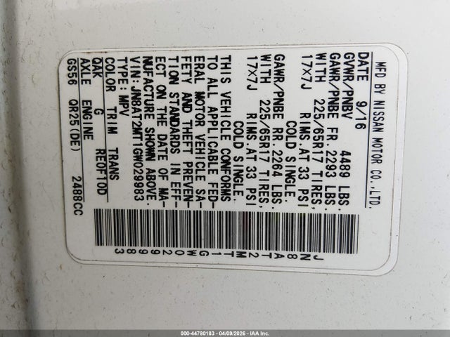 Nissan ROGUE S 2016 JN8AT2MT1GW029983 Image 9