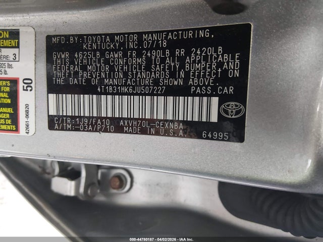 2018 TOYOTA CAMRY HYBRID 4T1B31HK6JU507227 Photo 8