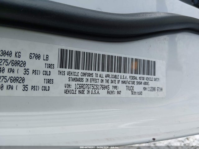 Aukcja sprzedaży 2012 Ram 1500 Slt, vin: 1C6RD7GT5CS176045, numer aukcji: 44780251