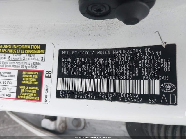 2011 Toyota Corolla Le მანქანა იყიდება აუქციონზე, vin: 2T1BU4EE7BC568697, აუქციონის ნომერი: 44780264