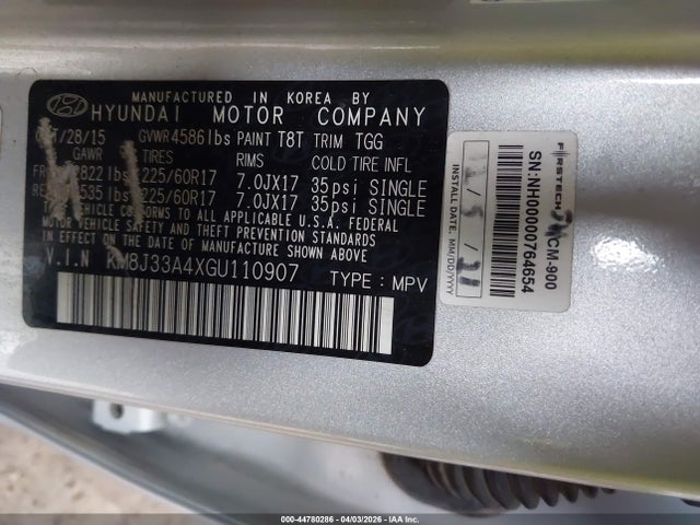 Продаж на аукціоні авто 2016 Hyundai Tucson Se, vin: KM8J33A4XGU110907, номер лоту: 44780286