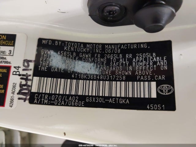 Продажа на аукционе авто 2008 Toyota Avalon Xls, vin: 4T1BK36B48U317258, номер лота: 44780299