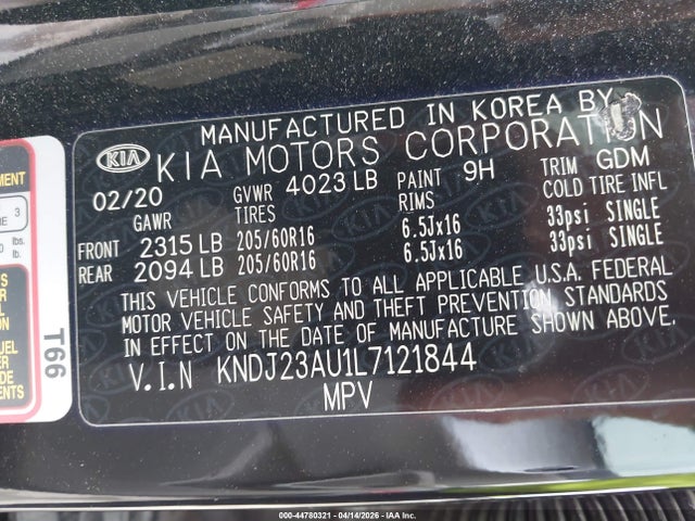 Продаж на аукціоні авто 2020 Kia Soul Lx, vin: KNDJ23AU1L7121844, номер лоту: 44780321