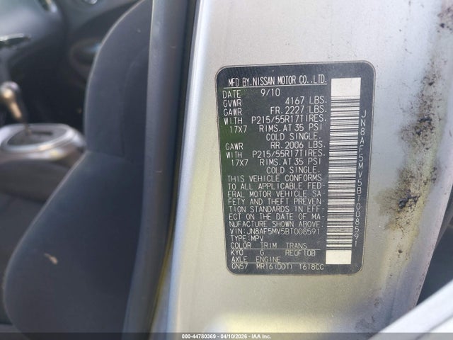 Aukcja sprzedaży 2011 Nissan Juke S, vin: JN8AF5MV5BT008591, numer aukcji: 44780369