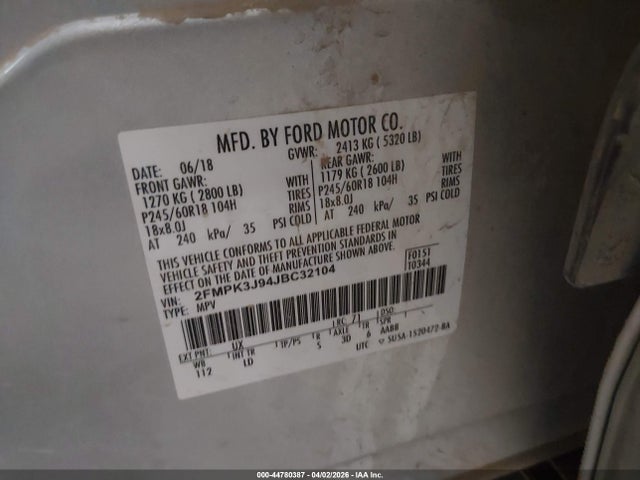 Ford EDGE SEL 2018 2FMPK3J94JBC32104 Image 9