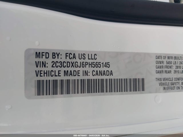 Aukcja sprzedaży 2023 Dodge Charger Scat Pack, vin: 2C3CDXGJ6PH565145, numer aukcji: 44780481