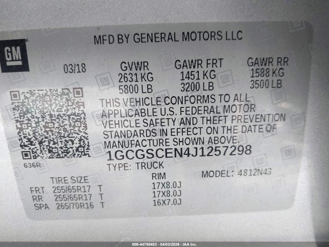 1GCGSCEN4J1257298 Chevrolet Colorado Lt