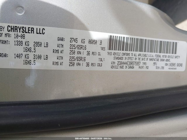 44780485 :رقم المزاد ، 2D8HN44E39R575957 vin ، 2009 Dodge Grand Caravan Se مزاد بيع