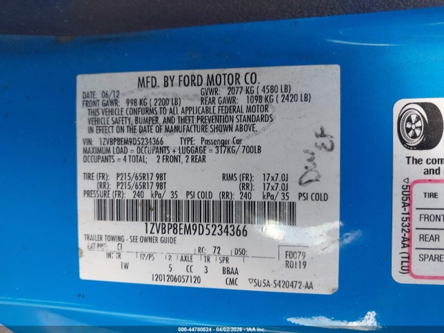 2013 FORD MUSTANG 1ZVBP8EM9D5234366 Photo 8