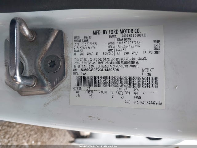 Aukcja sprzedaży 2020 Ford Transit Connect Xlt Passenger, vin: NM0GS9F23L1480598, numer aukcji: 44780568