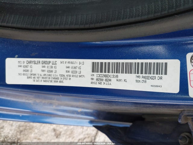 Продаж на аукціоні авто 2014 Dodge Avenger Se, vin: 1C3CDZAB6EN119109, номер лоту: 44780585