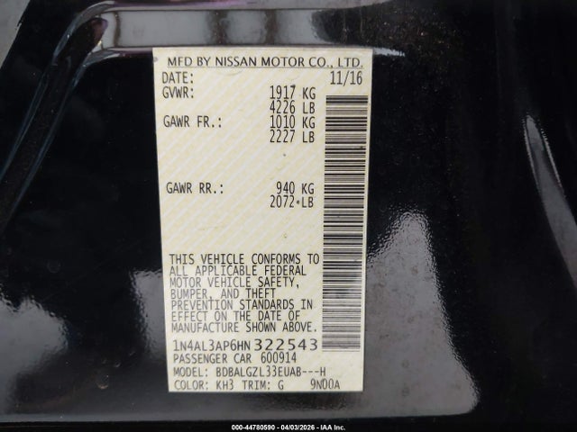 2017 NISSAN ALTIMA 1N4AL3AP6HN322543 Photo 8