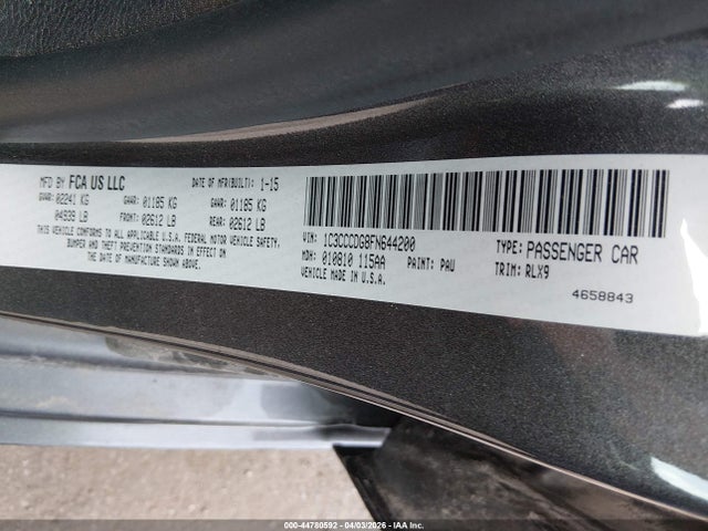 2015 Chrysler 200 S მანქანა იყიდება აუქციონზე, vin: 1C3CCCDG8FN644200, აუქციონის ნომერი: 44780592