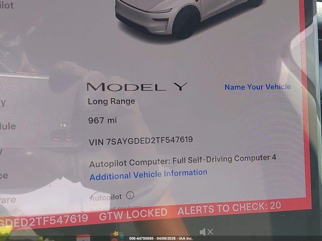 Aukcja sprzedaży 2026 Tesla Model Y Premium Rear-wheel Drive/standard Rear-wheel Drive, vin: 7SAYGDED2TF547619, numer aukcji: 44780598