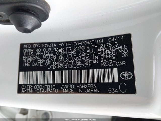 Toyota Prius Three 2014 JTDKN3DU0E0377721 Image 9