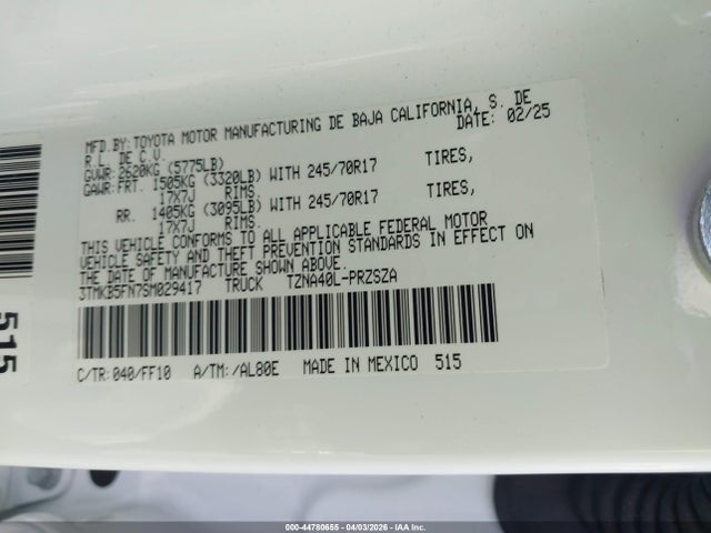 3TMKB5FN7SM029417 Toyota Tacoma Sr5