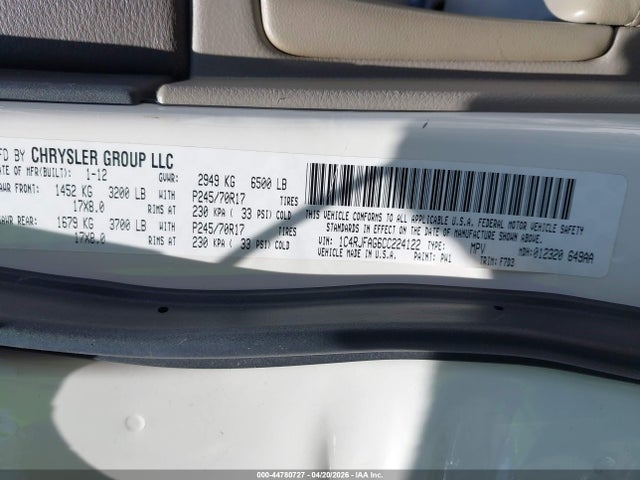 Продажа на аукционе авто 2012 Jeep Grand Cherokee Laredo, vin: 1C4RJFAG6CC224122, номер лота: 44780727