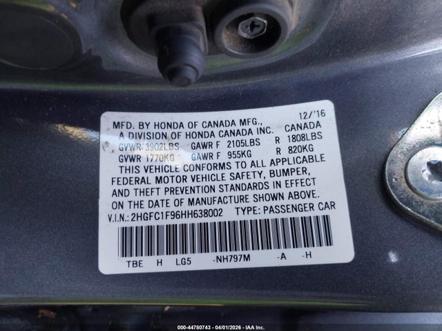 2HGFC1F96HH638002 Honda Civic Touring