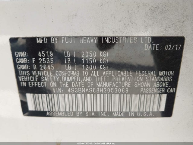 4S3BNAS68H3053069 Subaru Legacy 2.5i Sport