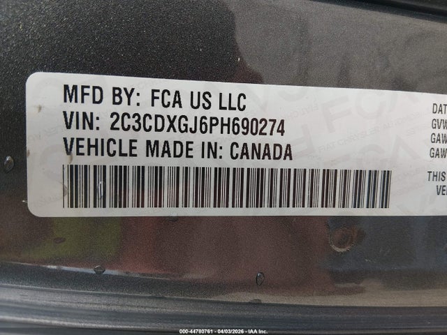 Auction sale of the 2023 Dodge Charger Scat Pack Widebody, vin: 2C3CDXGJ6PH690274, lot number: 44780761