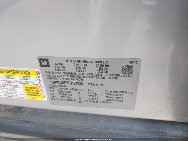 Chevrolet Traverse Ltz 2014 1GNKVJKDXEJ121529 Image 9