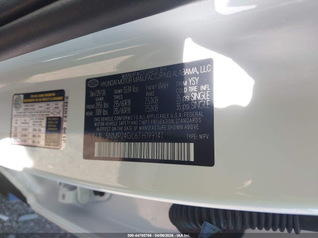 Продажа на аукционе авто 2026 Hyundai Santa Fe Sel, vin: 5NMP24GL6TH199141, номер лота: 44780766