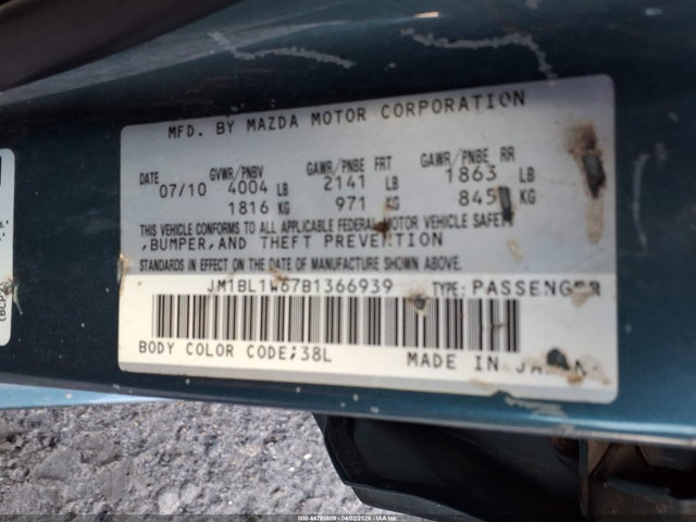 44780809 :رقم المزاد ، JM1BL1W67B1366939 vin ، 2011 Mazda Mazda3 S Grand Touring مزاد بيع