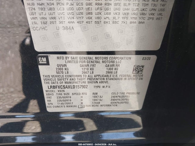 LRBFXCSAXLD157902 Buick Envision Fwd Essence