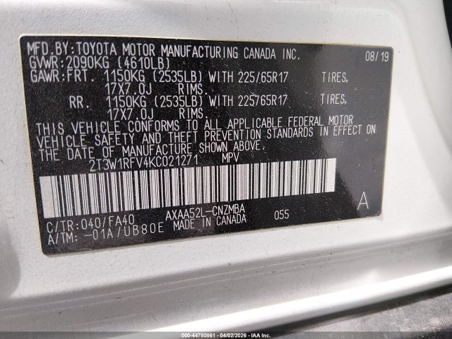 Toyota Rav4 Xle 2019 2T3W1RFV4KC021271 Image 9